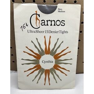 Vintage Carnos Cynthia Ultra Sheer 15 Denier Tights Slate Medium New